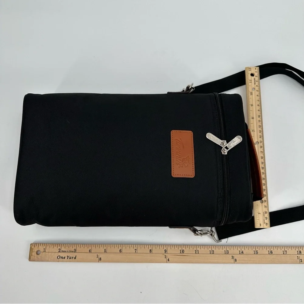 TIRRINIA 2-bottle Wine Carrier Bag with Strap & Divider Black Zip Insulated